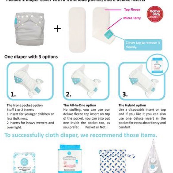 3 boxes of Charlie Banana 5 Cloth Diapers 5 Inserts Pastel Pink One Size - Picture 6 of 7